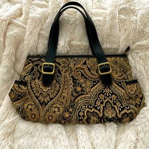 Fossil tapestry handbag
